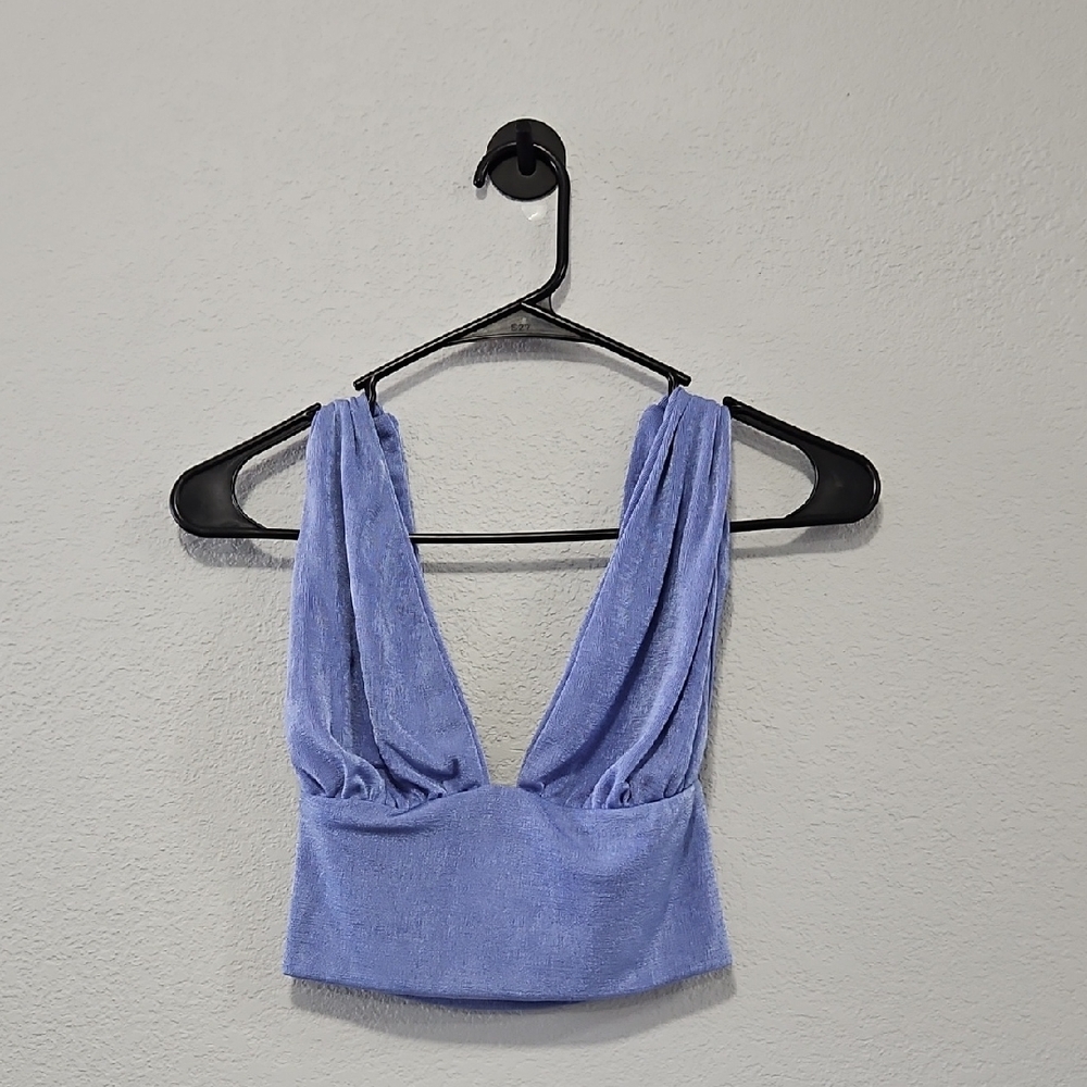 Layner Deep V Neck Slim Fitted Strap Crop Cami Tank Sleeveless Top XS